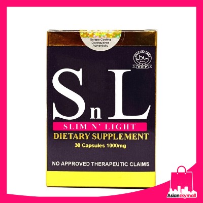 SnL Slim n Light Dietary Supplement 1000mg 30 Capsules 1 Box